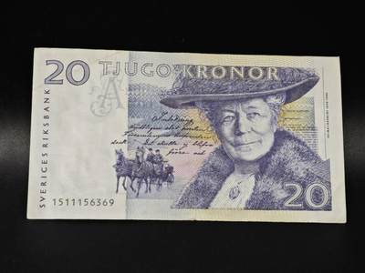 【淘币小摊】限时拍第八百零五拍  纸币场  满百包邮可预留两周  周一统一发货  - 瑞典20克朗纸币【有折】