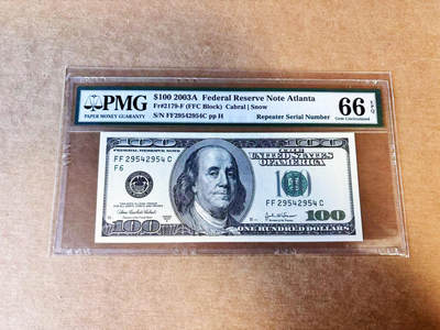 【Blue Auction】世界纸币精拍第754期——18级TOP拍卖/信誉/品质/专业/高效💫 - 美国 2003年100美金 PMG66EPQ 