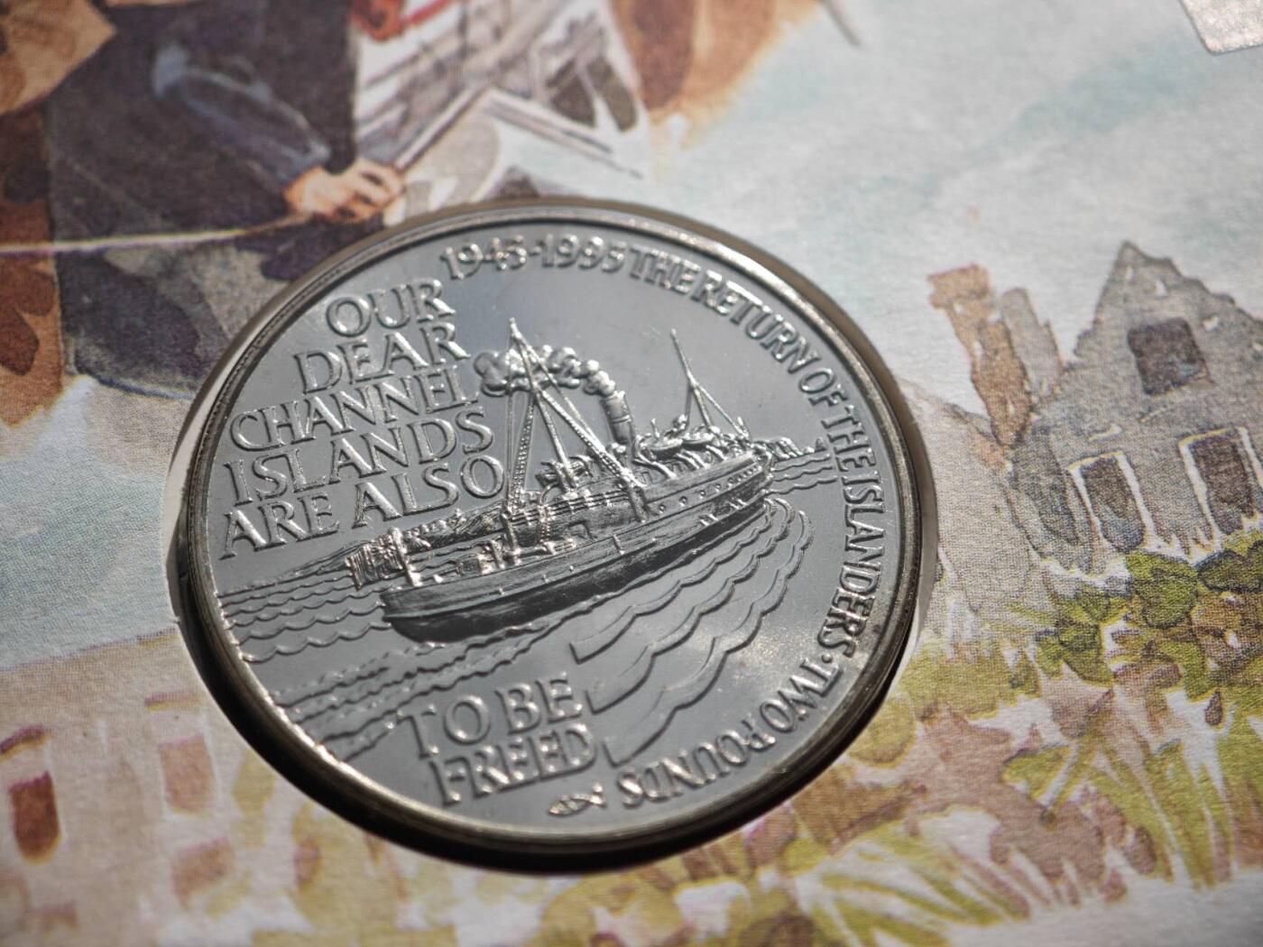 【淘币小摊】限时拍第八百零七拍  克朗币邮币封场  满百包邮可预留两周  周一统一发货   奥尔德尼1995年二战胜利50周年2镑纪念币邮币封