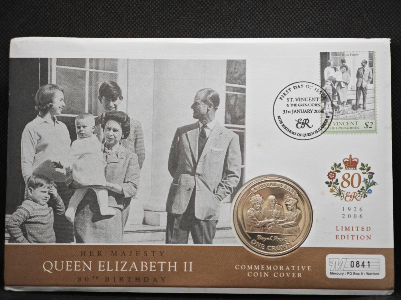 【淘币小摊】限时拍第八百零七拍  克朗币邮币封场  满百包邮可预留两周  周一统一发货   直布罗陀2005年女王80周岁克朗纪念币邮币封