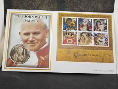 【淘币小摊】限时拍第八百零七拍  克朗币邮币封场  满百包邮可预留两周  周一统一发货  -  特里斯坦达库尼亚2005年教皇访问克朗纪念币邮币封