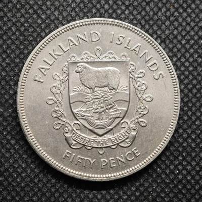 【淘币小摊】限时拍第八百零七拍  克朗币邮币封场  满百包邮可预留两周  周一统一发货  -   福克兰群岛1977年女王登基银禧50便士纪念币