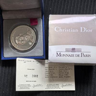 道一币馆币章第一百五十六场 - 原盒证 法国2007年知名品牌迪奥创始人逝世50周年10欧元精制银币