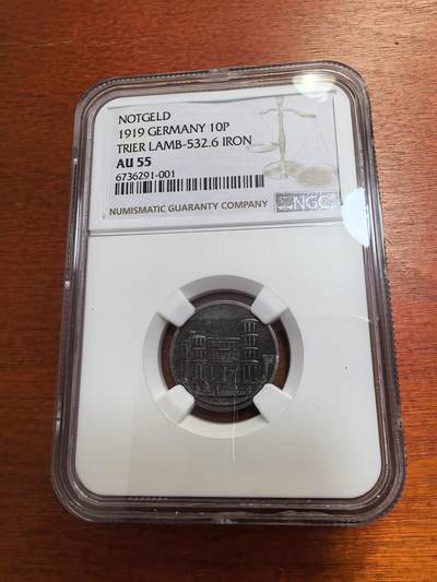 长老汇蛇年精选第七十七场拍卖 - 1919德紧特里尔10芬尼铁币，NGC AU55，更高4枚