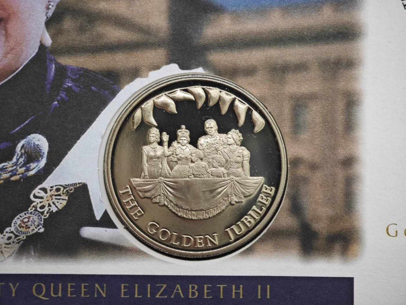 【淘币小摊】限时拍第八百零七拍  克朗币邮币封场  满百包邮可预留两周  周一统一发货    福克兰群岛2002年女王登基金禧50便士纪念币邮币封