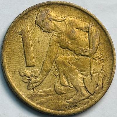 文馨钱币收藏第 282 场，【 长期接收代拍品】，加拿大老铜代用币，银币，德三系列场 - 1982 年捷克斯洛伐克 1 克朗铜币