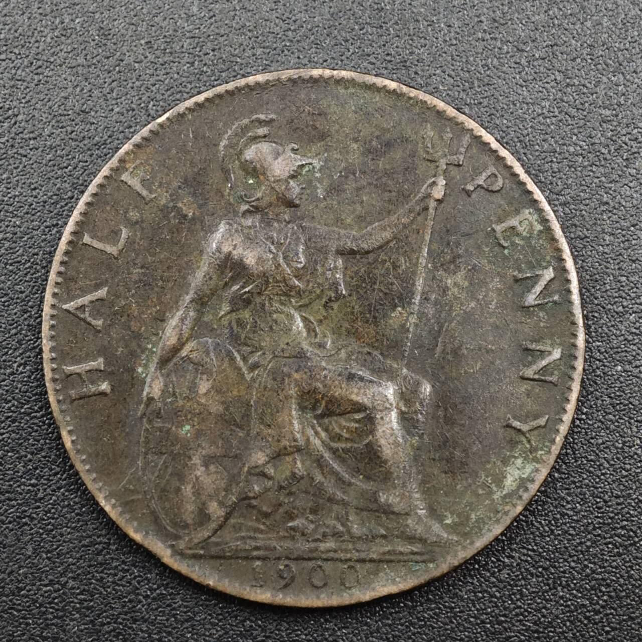 【淘币小摊】实时拍第八百零四拍   散币银币场   满百包邮可预留二周 每周一统一发货   英国1900年维多利亚半便士铜币