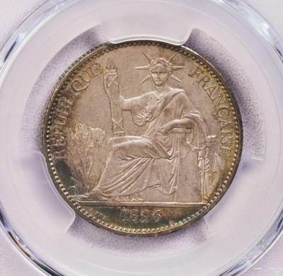 PCGS-MS62 1896印支50分坐洋 唯一季军 - PCGS-MS62 1896印支50分坐洋 唯一季军