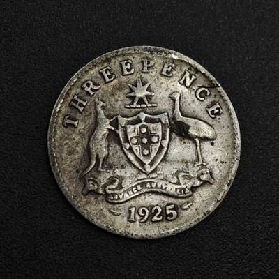 【淘币小摊】实时拍第八百零四拍   散币银币场   满百包邮可预留二周 每周一统一发货   - 澳大利亚1925年乔治五世3便士银币