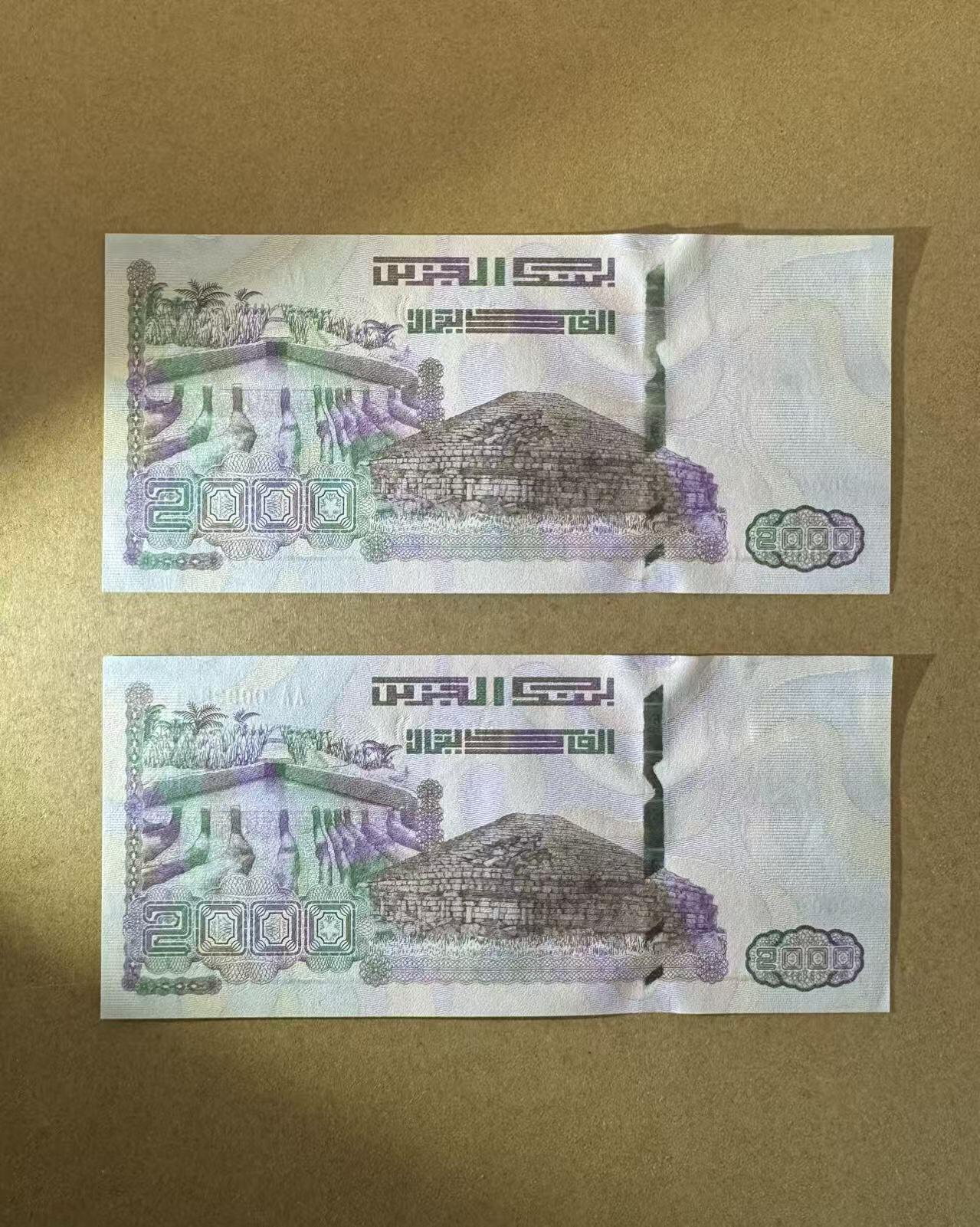 【Blue Auction】世界纸币精拍第754期——18级TOP拍卖/信誉/品质/专业/高效💫 【一组2张AA冠】阿尔及利亚 2020年2000第纳尔 全新UNC