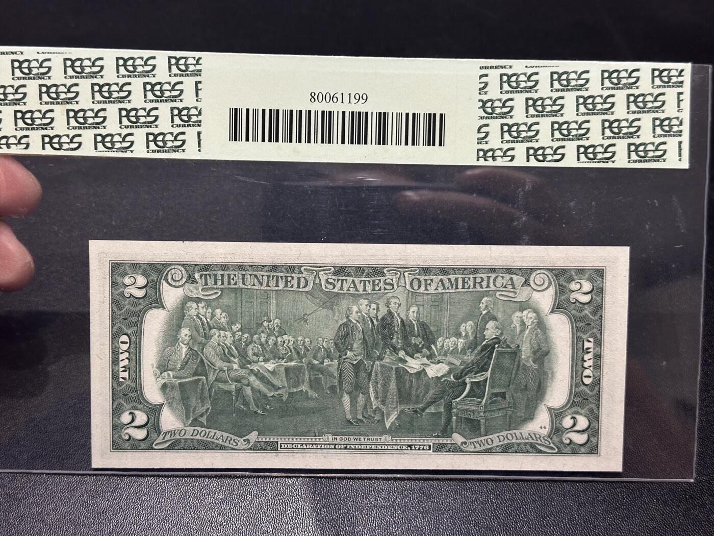 《外钞收藏家》第五百八十七期（精选场）（本平台长期征集拍品、欢迎藏友们联系合作） 1976年美国2美元 绿标PCGS67 尾57