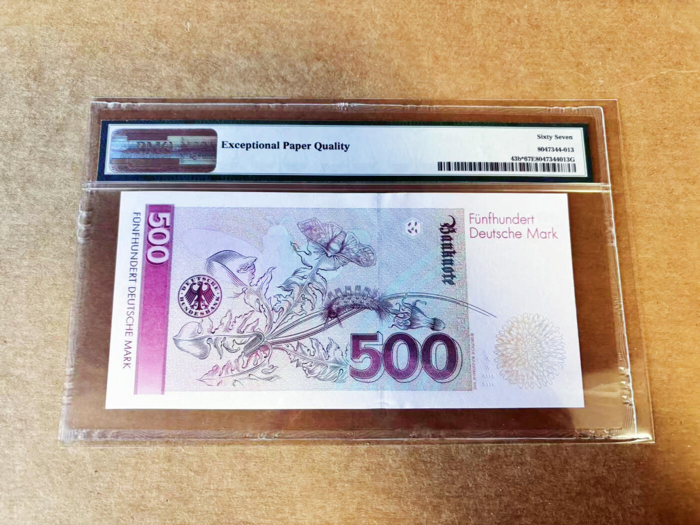 【Blue Auction】世界纸币精拍第754期——18级TOP拍卖/信誉/品质/专业/高效💫 【补号】德国 1993年500马克 昆虫学家梅里安PMG67EPQ 高分老壳