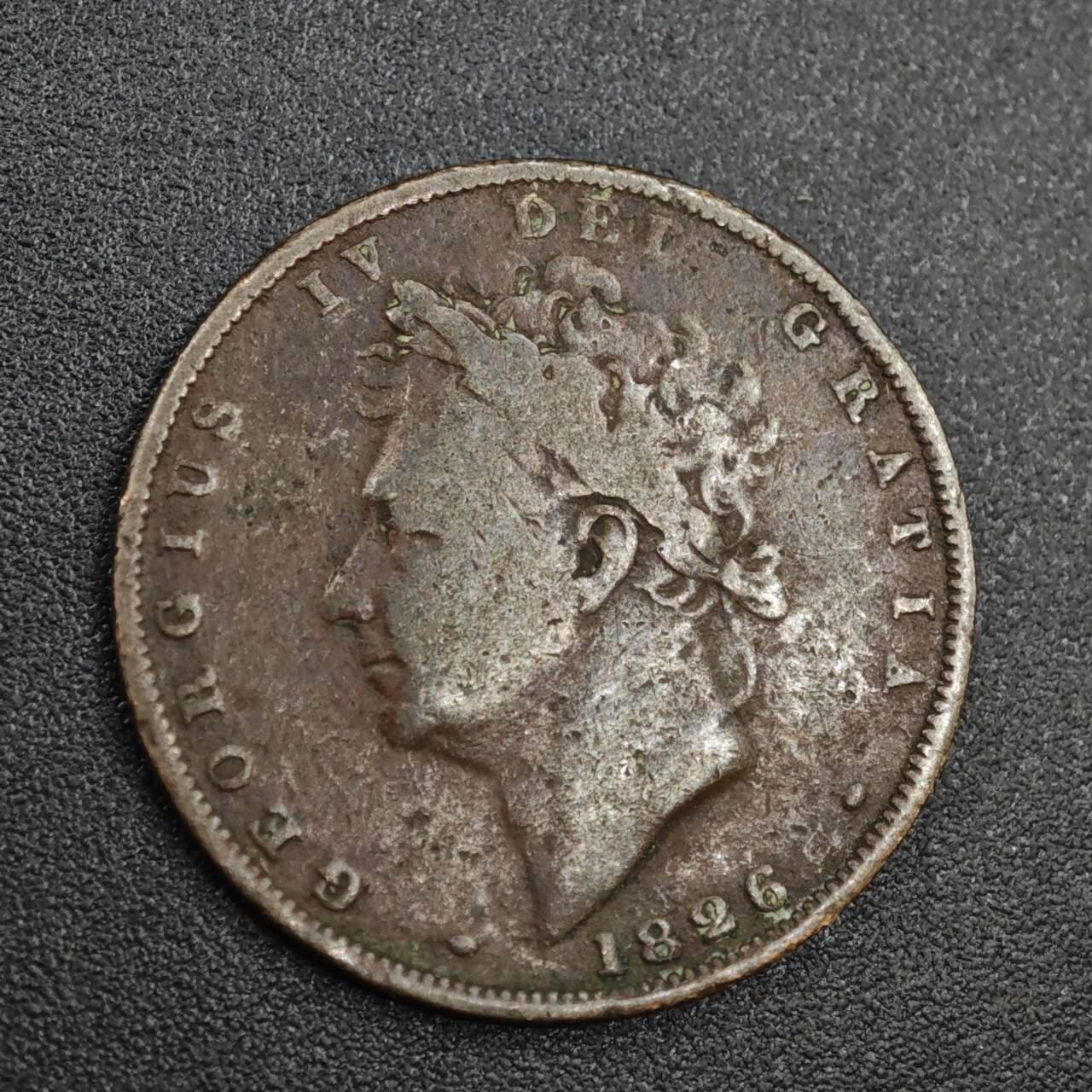 【淘币小摊】实时拍第八百零四拍   散币银币场   满百包邮可预留二周 每周一统一发货   英国1826年乔治四世法新铜币