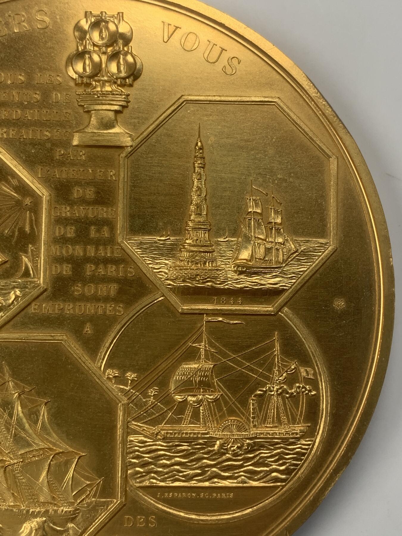 掌中浮雕-藏着的欧洲第043场 1967年法国巴黎百年交通纪念大铜章 ， 100mm ，397g