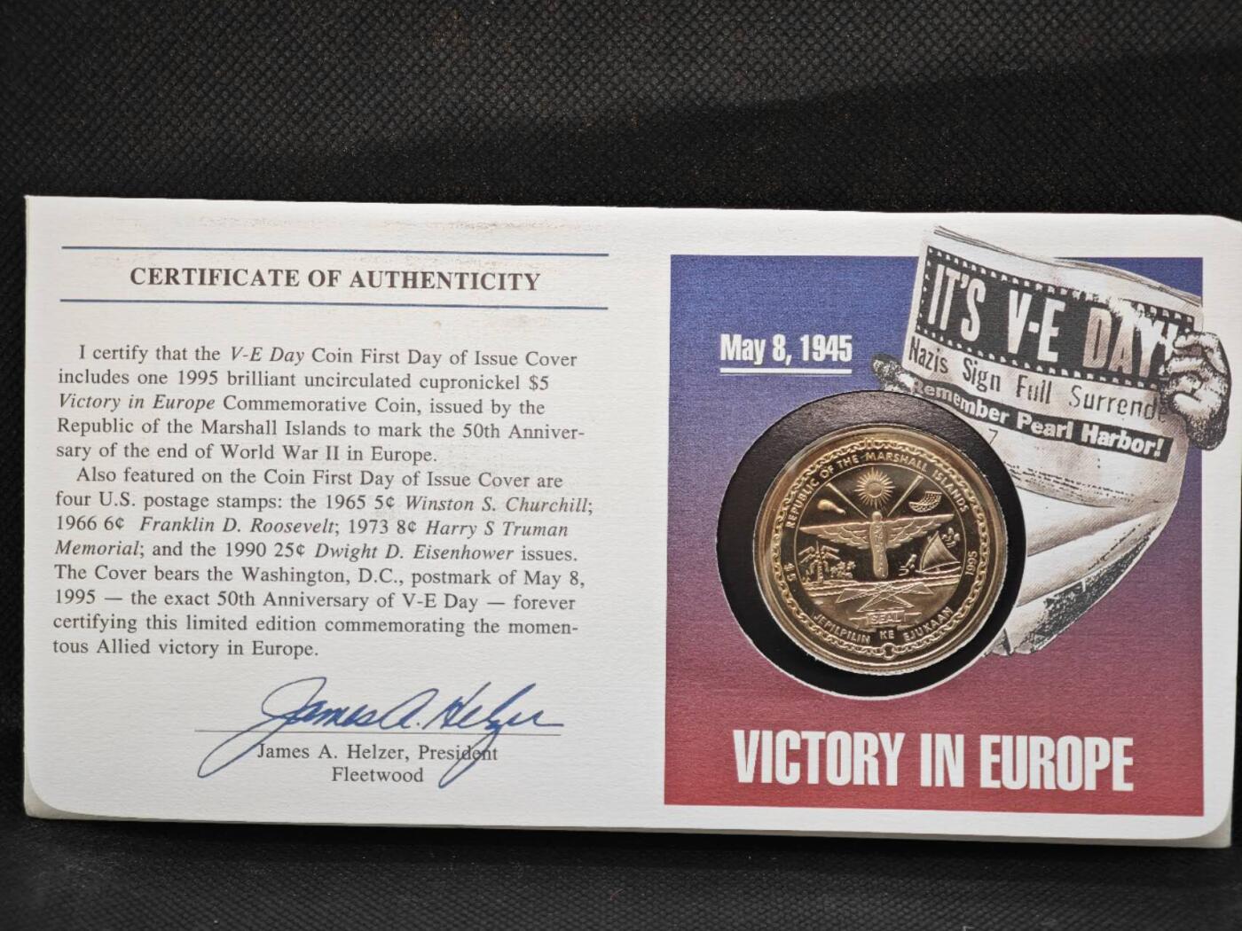 【淘币小摊】限时拍第八百零七拍  克朗币邮币封场  满百包邮可预留两周  周一统一发货   马绍尔群岛1995年二战胜利50周年5元纪念币邮币封