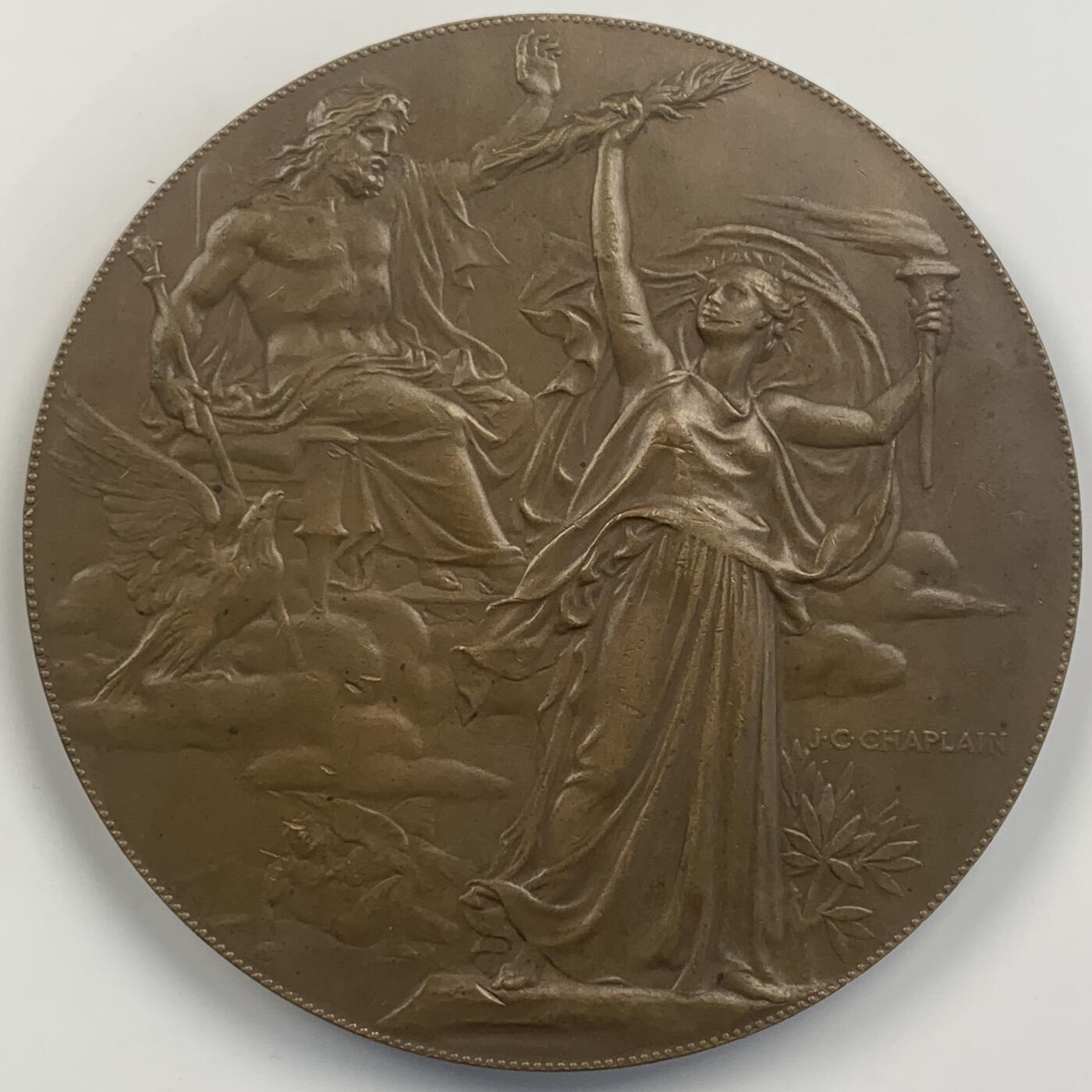 掌中浮雕-藏着的欧洲第043场  1881年国际电力学大会原铸纪念铜章，81mm，夏普兰Chaplain