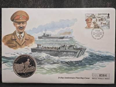 【淘币小摊】限时拍第八百零七拍  克朗币邮币封场  满百包邮可预留两周  周一统一发货  -   马恩岛1994年诺曼底登陆50周年克朗纪念币邮币封