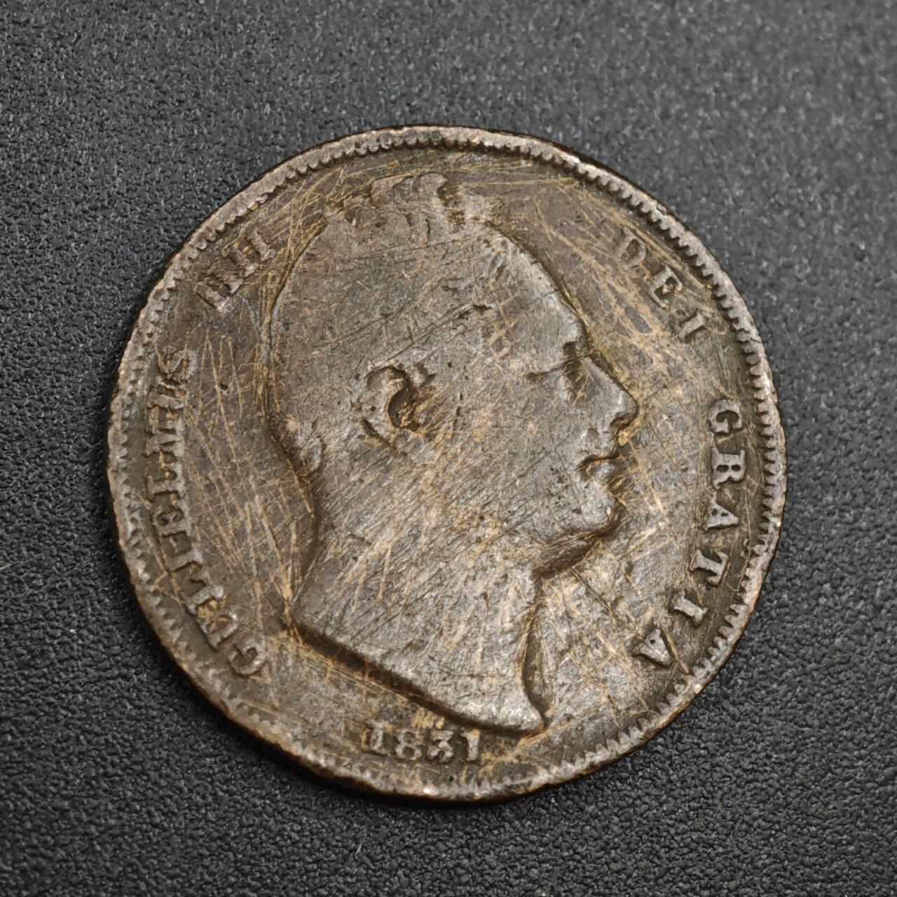 【淘币小摊】实时拍第八百零四拍   散币银币场   满百包邮可预留二周 每周一统一发货   英国1831年威廉四世法新铜币