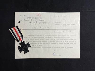 戎马世界章牌大赏第108期 - 德国兴登堡奖章，带证，遗属版，少见