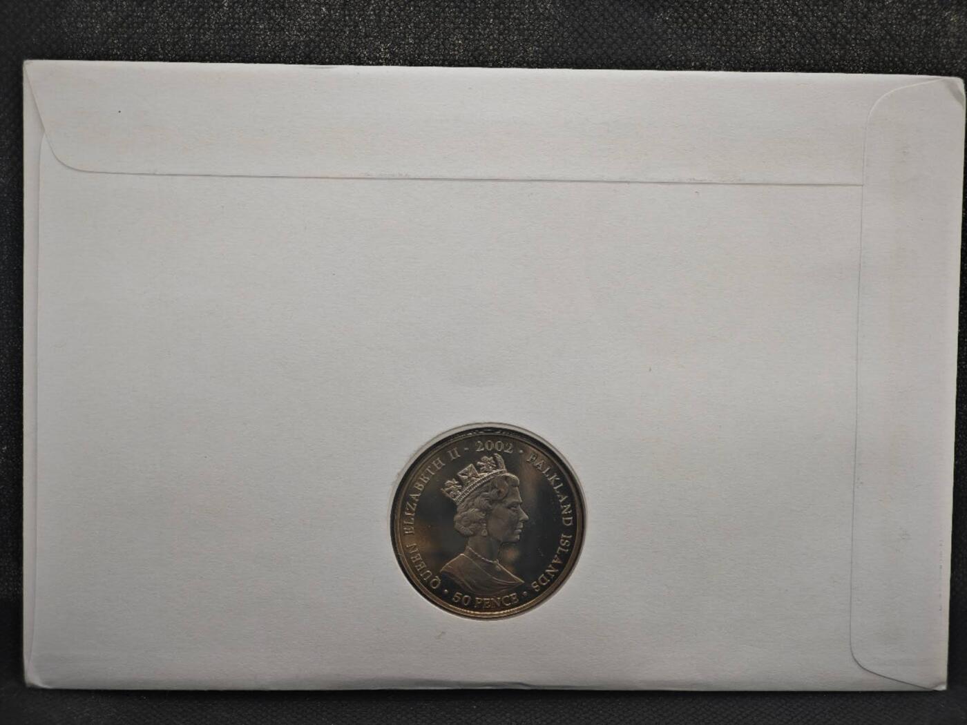 【淘币小摊】限时拍第八百零七拍  克朗币邮币封场  满百包邮可预留两周  周一统一发货   福克兰群岛2002年女王登基金禧50便士纪念币邮币封