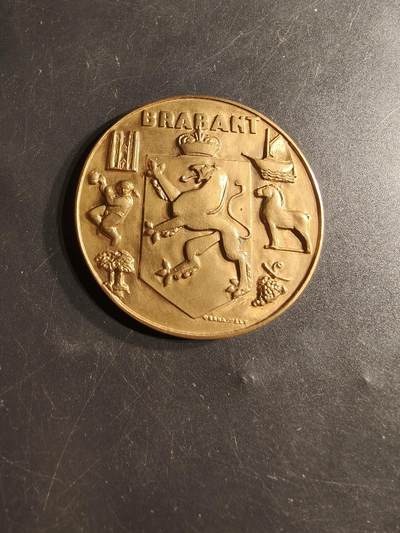 老王徽章第165期 -  比利时布拉班特市大铜章     直径50mm.    重量48.2g