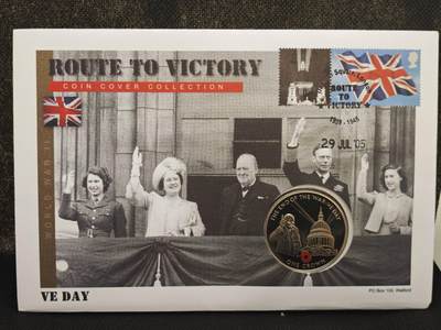 【淘币小摊】限时拍第八百零七拍  克朗币邮币封场  满百包邮可预留两周  周一统一发货  -  直布罗陀2005年二战胜利60周年克朗纪念币邮币封