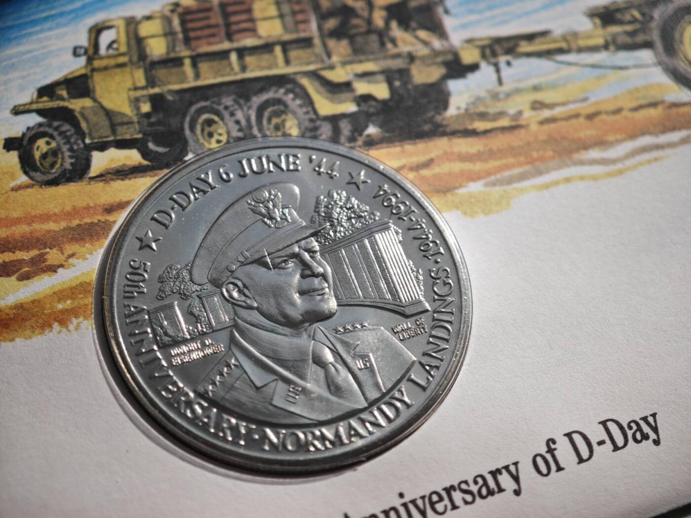 【淘币小摊】限时拍第八百零七拍  克朗币邮币封场  满百包邮可预留两周  周一统一发货     特克斯凯科斯1994年诺曼底登陆50周年5克朗纪念币邮币封