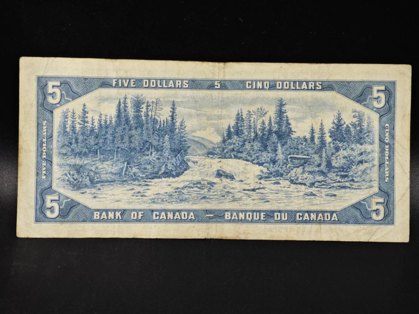 【淘币小摊】限时拍第八百零五拍  纸币场  满百包邮可预留两周  周一统一发货  加拿大1954年5元纸币【有折】