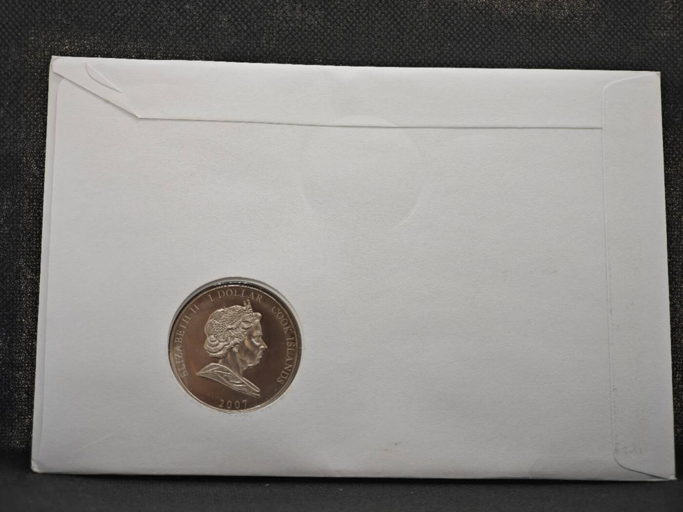 【淘币小摊】限时拍第八百零七拍  克朗币邮币封场  满百包邮可预留两周  周一统一发货   库克群岛2007年女王大婚钻禧1元纪念币邮币封