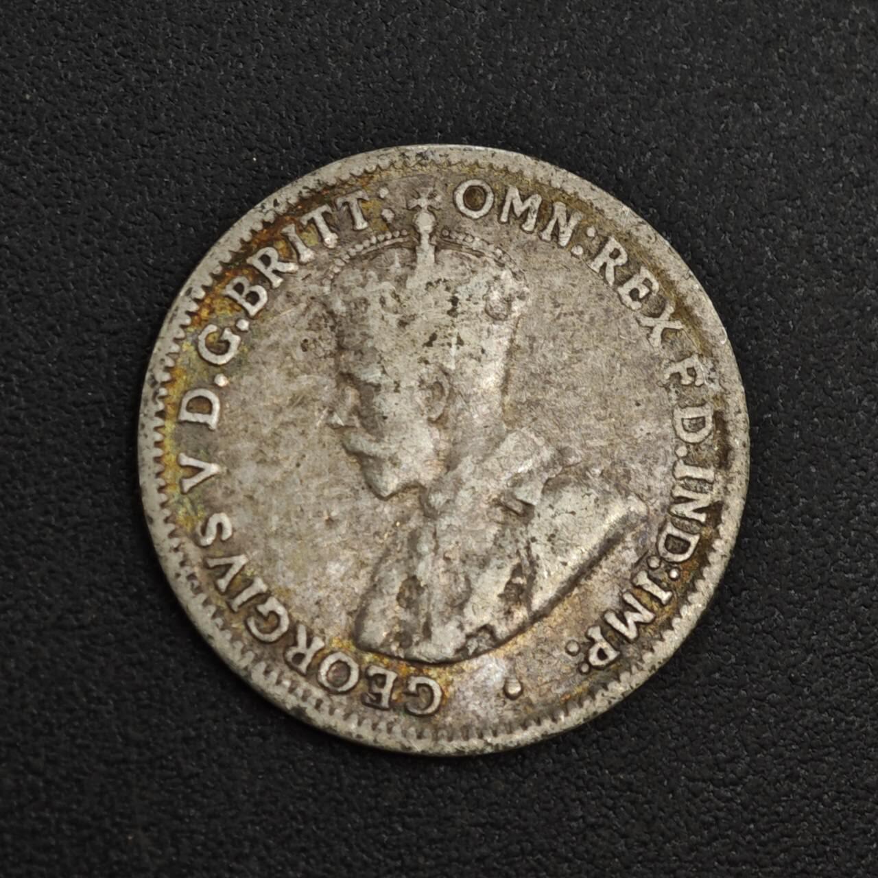 【淘币小摊】实时拍第八百零四拍   散币银币场   满百包邮可预留二周 每周一统一发货   澳大利亚1921年乔治五世3便士银币