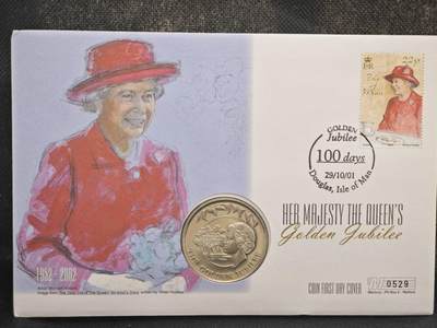 【淘币小摊】限时拍第八百零七拍  克朗币邮币封场  满百包邮可预留两周  周一统一发货  -   福克兰群岛2002年女王登基金禧50便士纪念币邮币封