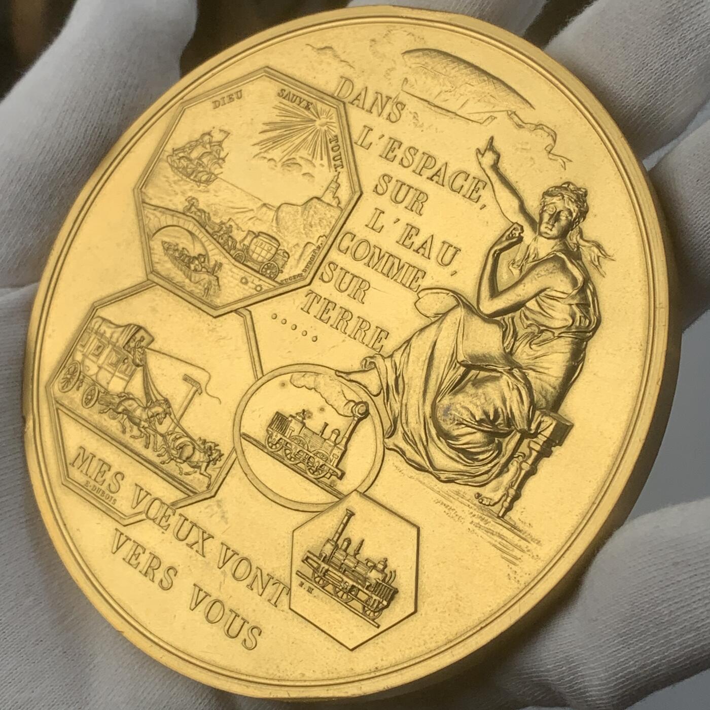 掌中浮雕-藏着的欧洲第043场 1967年法国巴黎百年交通纪念大铜章 ， 100mm ，397g