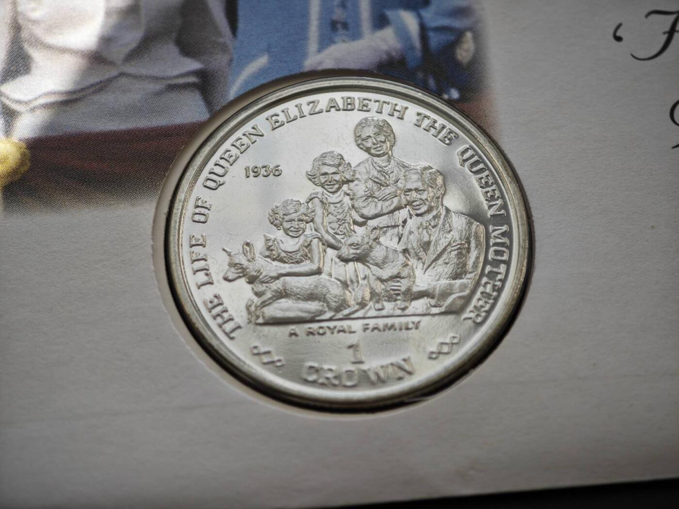 【淘币小摊】限时拍第八百零七拍  克朗币邮币封场  满百包邮可预留两周  周一统一发货   直布罗陀1999年女王母亲生平克朗纪念币邮币封