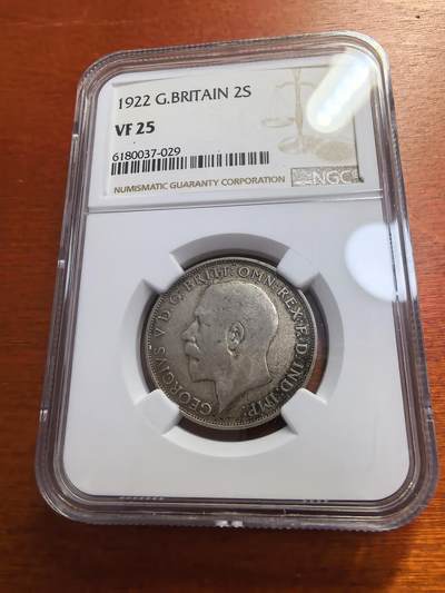 长老汇蛇年精选第七十七场拍卖 - 1922 英国乔治五世2先令银币，NGC VF25