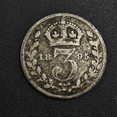 【淘币小摊】实时拍第八百零四拍   散币银币场   满百包邮可预留二周 每周一统一发货   - 英国1895年维多利亚3便士银币