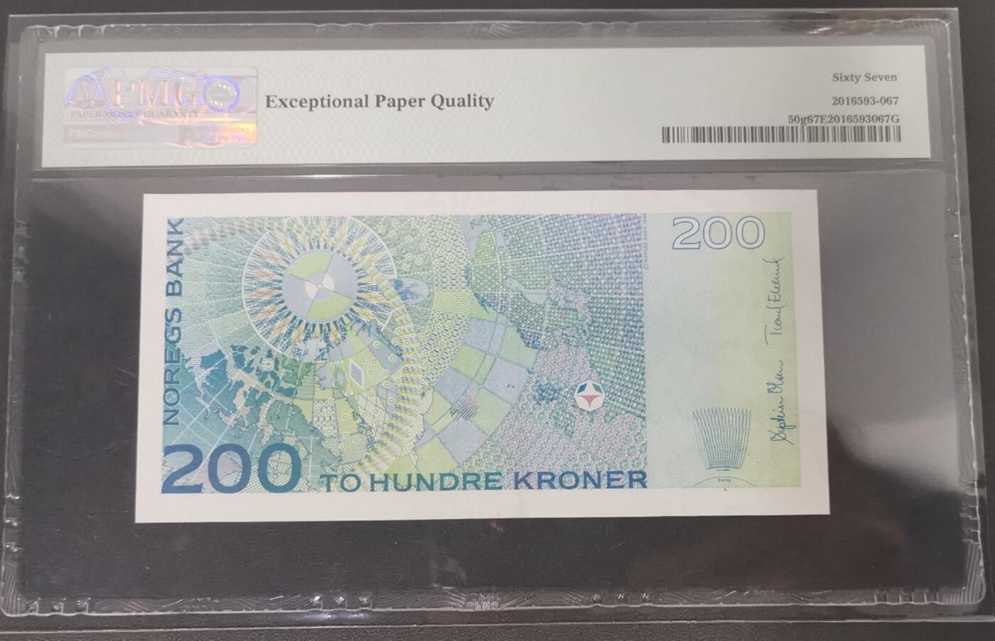 《艾美收藏》第221期-11.23周日黄金场精品荟萃 挪威2014年A冠200克朗PMG67E高分长号段无47 挪威地球物理学家伯克兰 更高分仅5张 Pick#50g