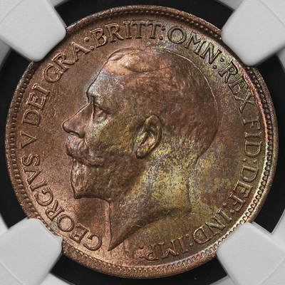 修遠堂世界钱币第九十四期 - NGC MS65RB 1918年英国1/2便士铜币