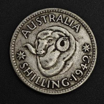 【淘币小摊】实时拍第八百零四拍   散币银币场   满百包邮可预留二周 每周一统一发货   - 澳大利亚1942年乔治六世一先令银币