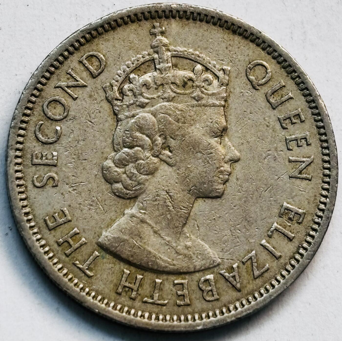 文馨钱币收藏第 282 场，【 长期接收代拍品】，加拿大老铜代用币，银币，德三系列场 少见 H 版1963 年英属香港女王大 5 毫