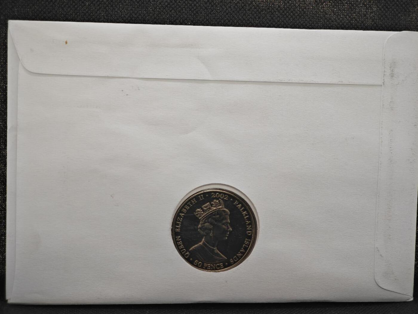 【淘币小摊】限时拍第八百零七拍  克朗币邮币封场  满百包邮可预留两周  周一统一发货   福克兰群岛2002年女王登基金禧50便士纪念币邮币封