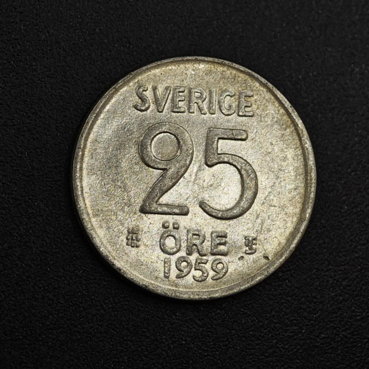 【淘币小摊】实时拍第八百零四拍   散币银币场   满百包邮可预留二周 每周一统一发货   瑞典1959年25欧尔银币