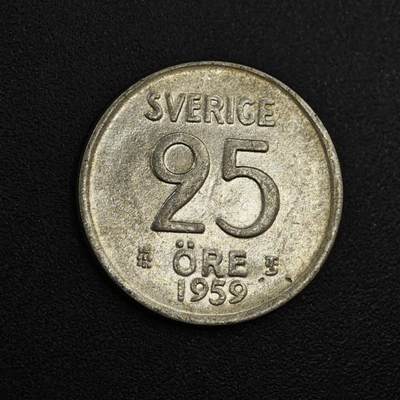 【淘币小摊】实时拍第八百零四拍   散币银币场   满百包邮可预留二周 每周一统一发货   - 瑞典1959年25欧尔银币
