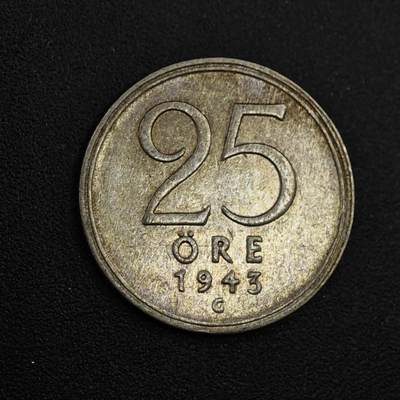 【淘币小摊】实时拍第八百零四拍   散币银币场   满百包邮可预留二周 每周一统一发货   - 瑞典1943年25欧尔银币