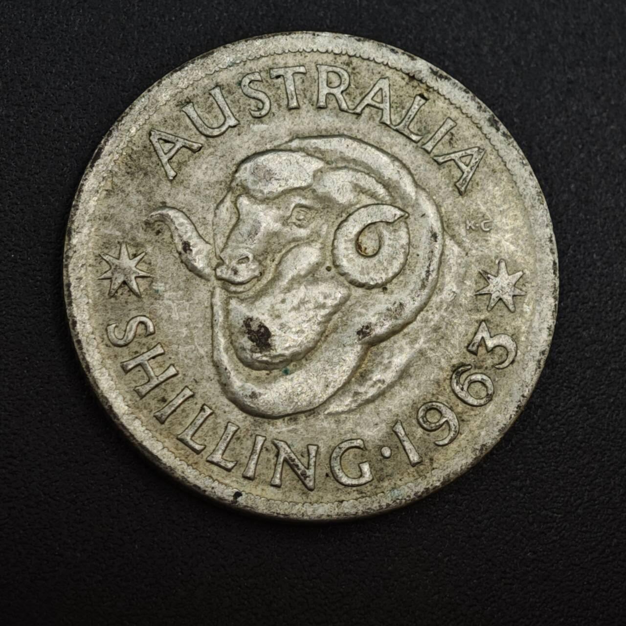 【淘币小摊】实时拍第八百零四拍   散币银币场   满百包邮可预留二周 每周一统一发货   澳大利亚1963年伊丽莎白二世一先令银币