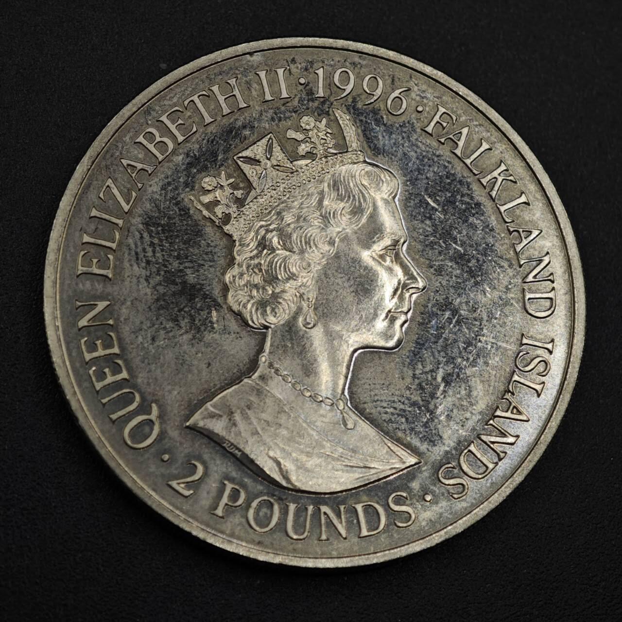 【淘币小摊】限时拍第八百零七拍  克朗币邮币封场  满百包邮可预留两周  周一统一发货   福克兰群岛1996年君主系列亨利八世2镑纪念币