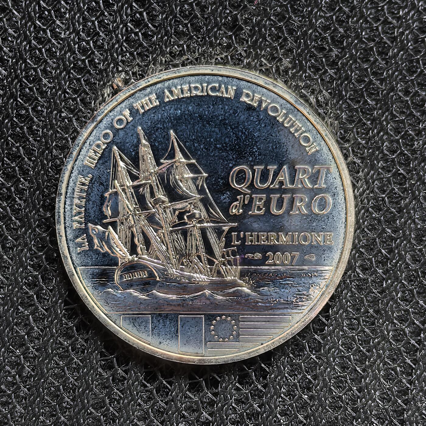 道一币馆币章第一百五十六场 原盒证 法国2007年拉法耶特将军逝世250周年1/4欧元银币