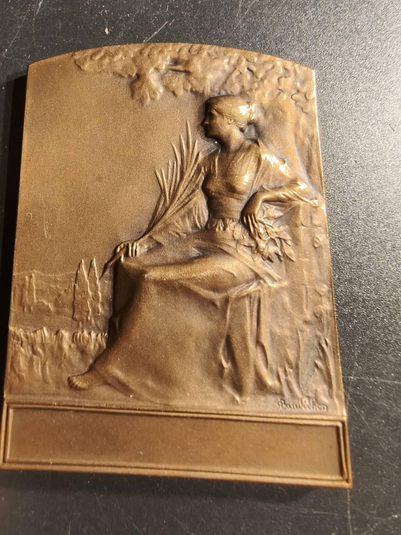 老王徽章第165期 法国体育联合会联邦锦标赛方形大铜章     重量105g.     尺寸