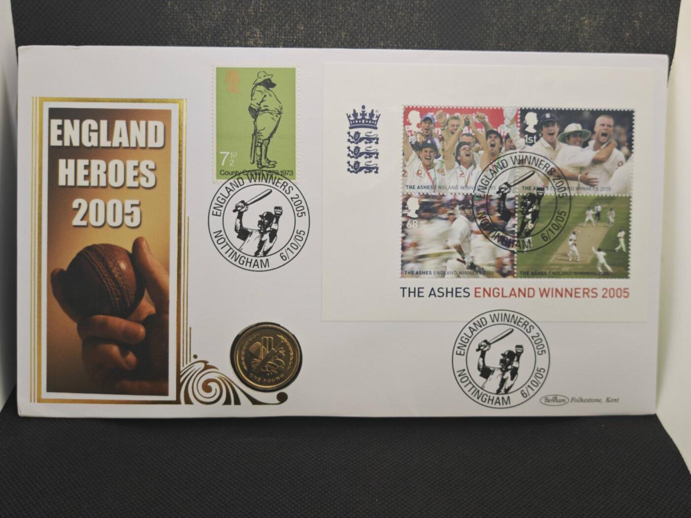 【淘币小摊】限时拍第八百零七拍  克朗币邮币封场  满百包邮可预留两周  周一统一发货   马恩岛1997年板球1镑纪念币邮币封