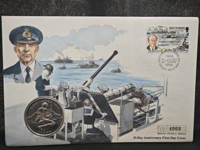 【淘币小摊】限时拍第八百零七拍  克朗币邮币封场  满百包邮可预留两周  周一统一发货  -   马恩岛1994年诺曼底登陆50周年克朗纪念币邮币封