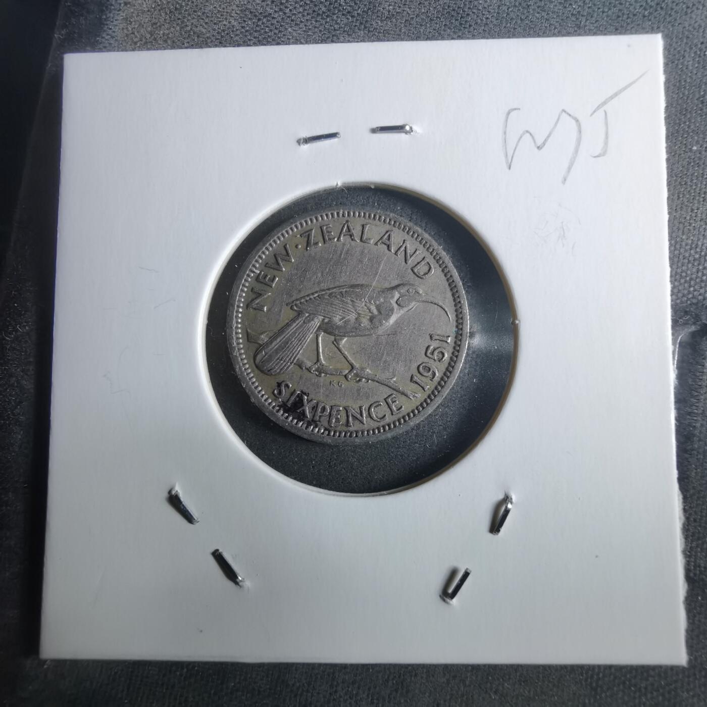 沼泽如烟--第912场 新西兰1951年六便士